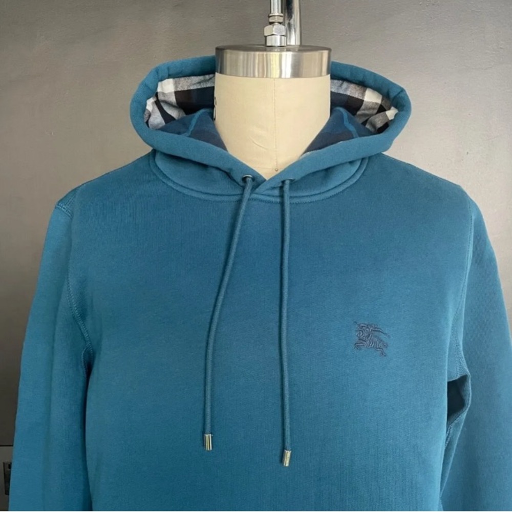 Burberry‎ Teal Hoodie with Checkered Hood